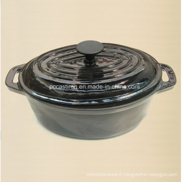 Surligné Oval Enamel Cast Iron Casserole Taille 29X21cm